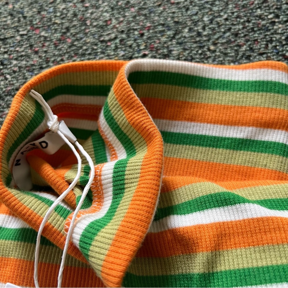 NA-KD Orange & Green Striped Pattern Maxi Pencil Bodycon Modest Stretch Skirt XL - Picture 11 of 15